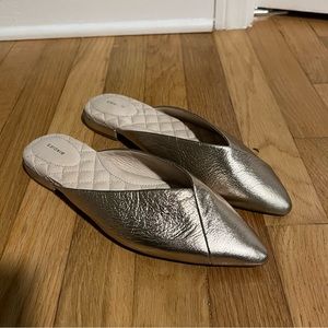 Birdies | The Swan Mule Slide Gold Pointed Toe Shoes Metallic